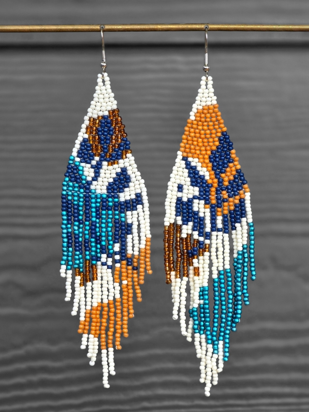 Floral Boho Fringe Beaded Earrings Handmade Jewelry